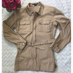 Ralph Lauren Womens Size 10 Full Zip/snap Jacket W/ Belt Camel Tan